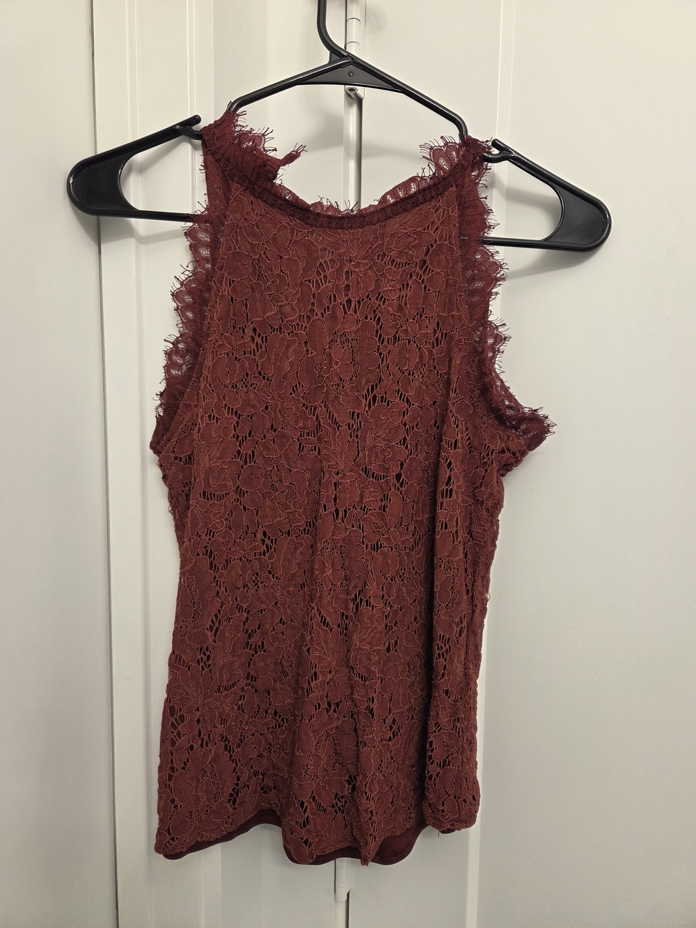 Sleeveless Lace Tank Top in Brick Red